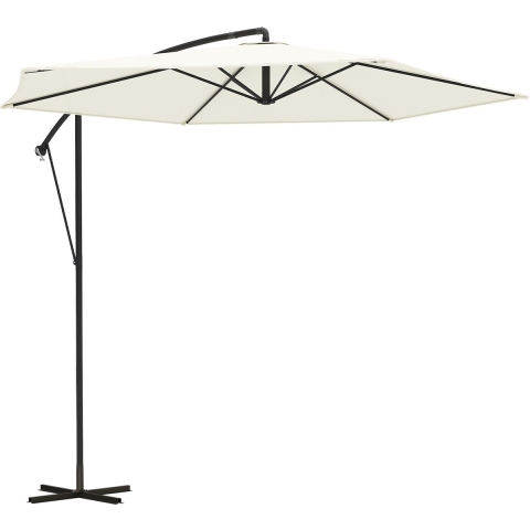 LifeGoods Zweefparasol - tot 8 Personen - Ø300cm - Waterdicht - met Hoes en Kruisvoet - Tuin of Strand - Crème