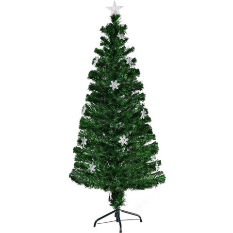 Coast Kerstboom met Gekleurde Glasvezel Verlichting en Kerststerren - 150cm - Groen