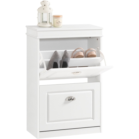 SoBuy FSR78-W Schoenenkast Met 2 Kleppen Schoenenrek Schoenenkipper - Schuhkipper - 54 x 83 x 24 cm - Wit