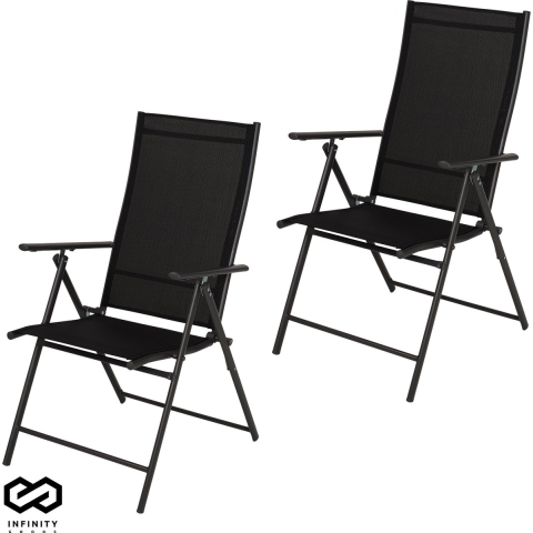 Infinity Goods Tuinstoel 7 Standen - 2 Stuks - Inklapbaar - Balkon of Tuin - Textileen Zitting en Rugleuning