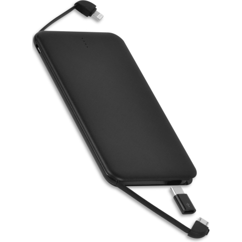 iSetchi Powerbank 5000 mAh - 4-in-1 - Ingebouwde Kabels - Zwart