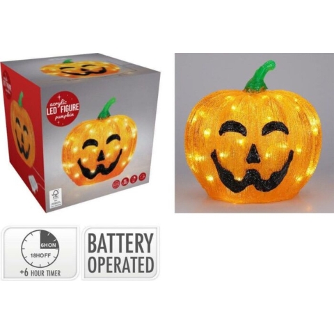 Pompoenlamp Halloween - 50 LED - Set van 2 - 25 cm - Oranje