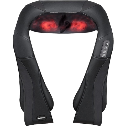 Auronic Shiatsu Massagekussen - Elektrisch Nekmassage Apparaat - Massage Apparaten - Nek en Schouder Massage apparaat- Infrarood - Zwart