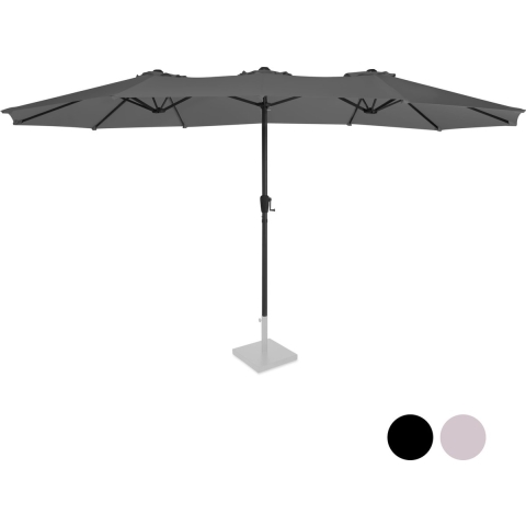 VONROC Premium Parasol Iseo - 460x270cm – Dubbele parasol – Duurzaam - UV werend doek - Grijs – Incl. beschermhoes