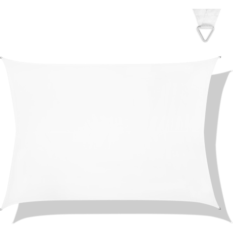 VONROC Premium Schaduwdoek - Tarp - Rechthoek - 400x300 cm – Waterafstotend - Wit – Incl. Opbergtas en bevestigingskoord