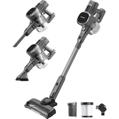 Auronic Steelstofzuiger Draadloos - Zelfstaande Steelstofzuiger - Zonder Zak - 220W - Stofzuiger - Grijs