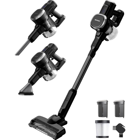 Auronic Steelstofzuiger - Draadloos - Zonder Zak - Op Accu - Zelfstaand - 220W - Extra Batterij - Vacuum Cleaner - Zwart