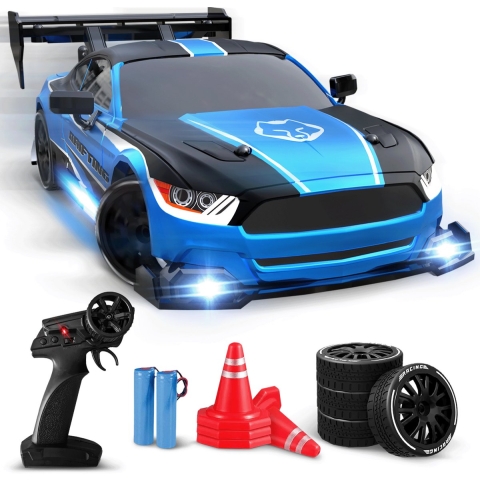 NAPI Bestuurbare RC Auto - Drift Car met 2 Accu’s, LED & Accessoires - 15 km/h - Buitenspeelgoed - Race Autos voor Jongens & Volwassenen - Buiten Speelgoed - Speelgoedauto Radiografisch - Drift King