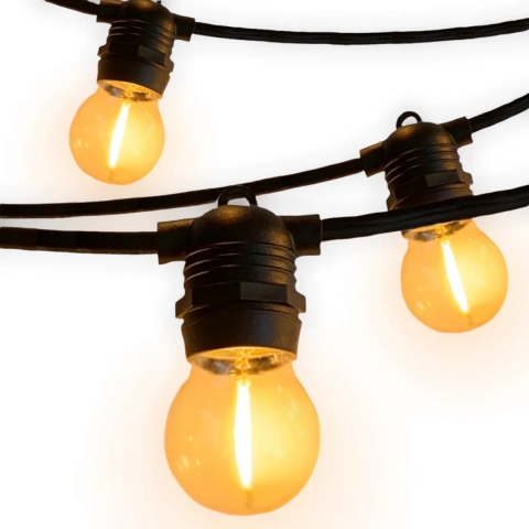 a sunny day lichtsnoer buiten - lichtslinger - lichtsnoeren voor buiten - prikkabel - warm wit licht - 10 meter - led - lichtsnoer binnen en buiten - lichtsnoeren - lichtslang voor buiten - 10 led lampen - E27 fitting - verlengbaar