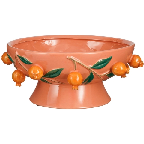 Mica Decorations Melika Decoratie Schaal - H16 x Ø39 cm - Keramiek - Roze