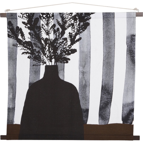 In The Mood Collection Muurdecoratie Bloemen - L98 x B90 cm - Katoen - Zwart