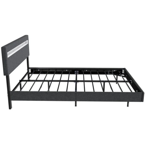 Zwevend bed Lissabon - 140x200cm - Kunstleer - Incl. LED - Donkergrijs