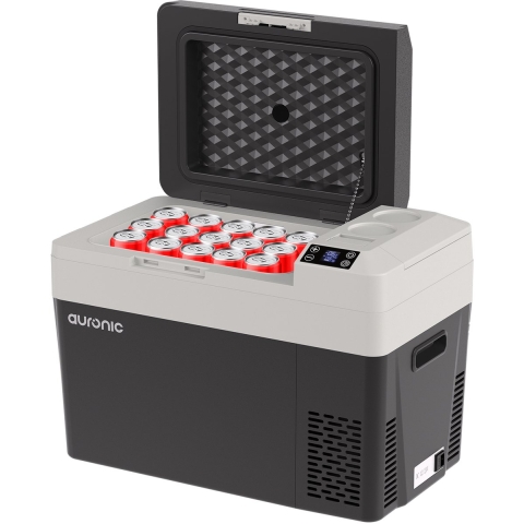 Auronic Elektrische Koelbox - Frigobox - Compressor - 12V 230 Volt - Auto - 30L - Zwart/Grijs