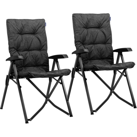 TRVLMORE Campingstoel - Inclusief Draagtas - Duo Pack - 120 kg draagvermogen - Kampeerstoel - Opbergvak - Klapstoel - Zwart