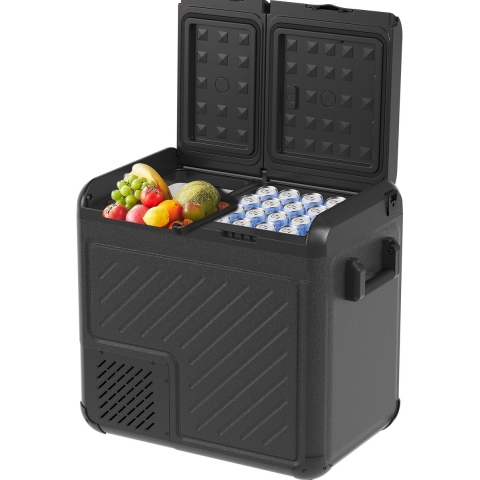 Auronic Koelbox – 2 Koelzones – 55 liter – 67 x 40,5 x 56,7 cm – Zwart/Grijs