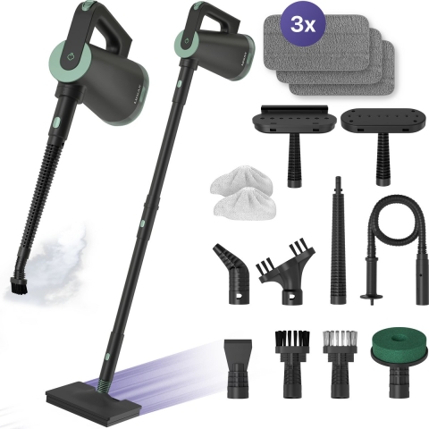 Luman 16-in-1 Stoomreiniger en Handstomer - V3 - 120°C - 1500W - 6 m Snoer - Groen - 40 × 26 × 23 cm