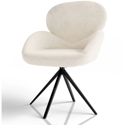 Draaistoel / Eetkamerstoel Albano - Incl. Draaifunctie - Bouclé Stof - Crème - Set van 1