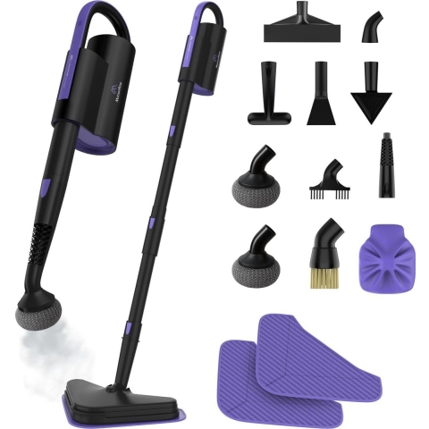 Motionflow 16-in-1 Stoomreiniger - Vlekkenreiniger - Handstomer voor diepte reiniging vloer, bank, badkamer en tapijt - Stoomdweil - Tapijtreiniger - Steam Cleaner Zwart