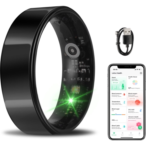 Smart Ring - Maat 12 - voor Dames en Heren - Activiteitentracker - Wearables - Zwart - van Saaf