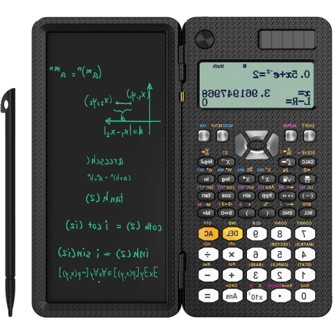 Wetenschappelijke ingenieursrekenmachine met schrijftablet 417 functies - zonnecelbatterij - upgrade 991ES - kinderen - ingrediënten - inclusief pen