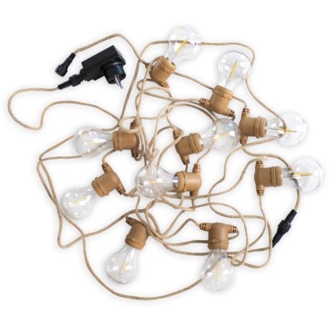 New Garden Garland Allegra - lichtslinger met vervangbare lichtbronnen - 8m slinger waarvan 3,25m snoer - 10 LED-lampen incl. - IP44 -  jute