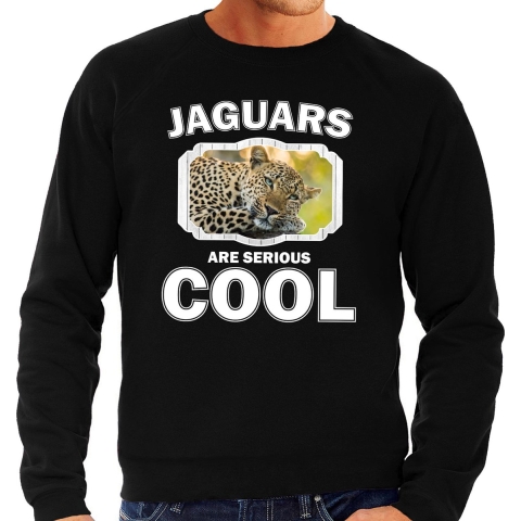 Dieren luipaard sweater zwart heren - jaguars are cool trui S -