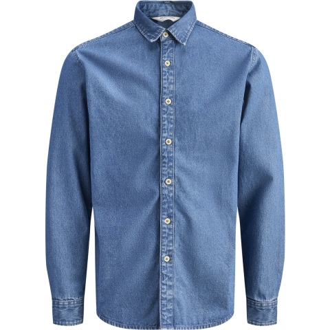 Jack & Jones Overhemd - JjeStanley - Noos - Blue Denim/Mid Blue - Jack & Jones - 10 jaar (140) - Overhemd