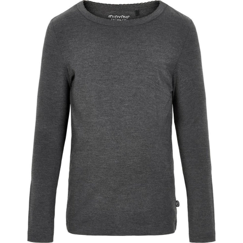 Minymo Blouse - Bamboe - Antraciet Grijs - Minymo - 1 jaar (80) - Shirts