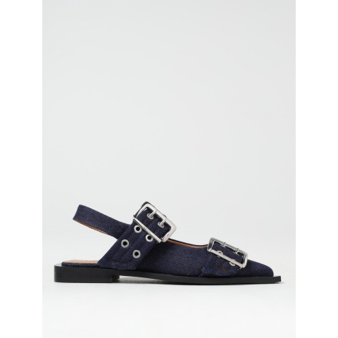 Ganni Ballerinas Feminine Gesp - - Katoen - Blauw