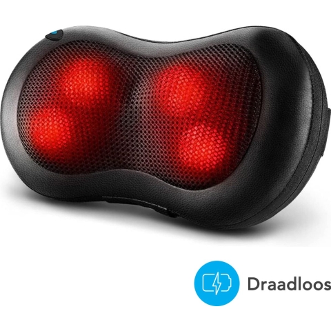 Auronic Shiatsu Massagekussen – Warmtefunctie – Automatische Uitschakeling na 15 Min – 36 x 10 x 12,5 cm – Zwart