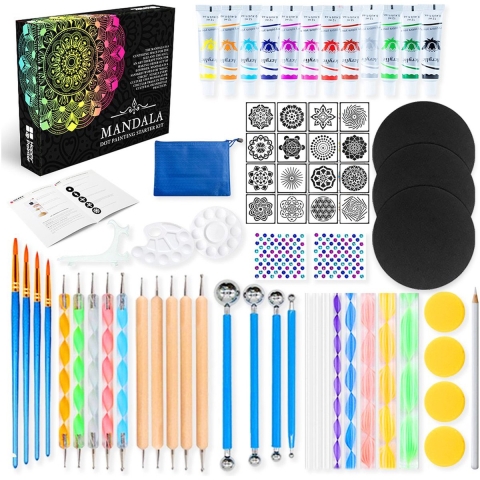 Happy Goods Mandala Dotting Tools - Nagelkunst Penselen - 74-delig - Dot Painting - Knutselpakket - Nailart - Sjablonen voor Volwassenen