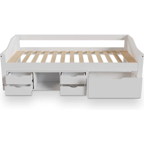 1-persoons bed Nalu – Wit – 90 × 200 cm – Inclusief lattenbodem