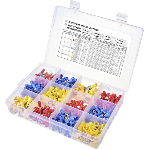 TRU COMPONENTS TC-11894508 Assortiment kabelschoenen 0.5 mm² - 6.0 mm² Rood, Blue, Geel 520 stuk(s)