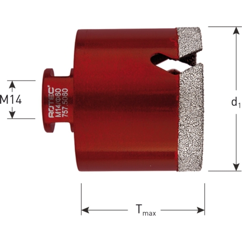Rotec Diamantboorkroon | PREMIUM | M14-opname | Ø10x35 - 757.5010