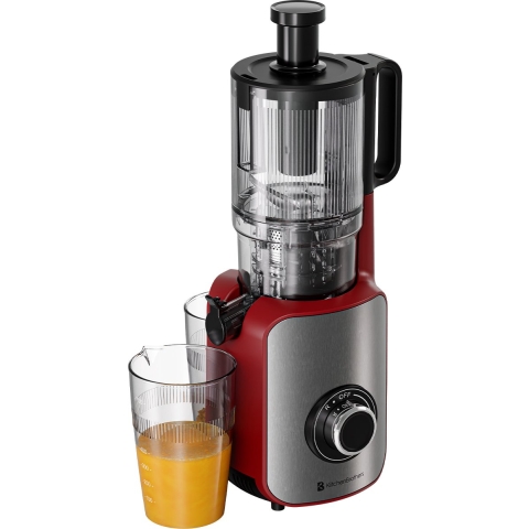 KitchenBrothers Slowjuicer - Verticaal - Juicer - Groenten en Fruitpers - 126 mm - 750 ml - Rood