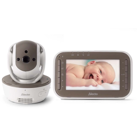 Alecto DVM200MBE - Babyfoon met camera en 4.3" kleurenscherm, Wit/Bruin