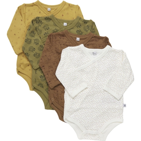 Pippi Baby Wikkel Rompers L/æ - 4-pack - Klatergoud - Pippi Baby - 50 - Romper L/S