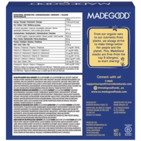 6x MadeGood Mornings Baked Oat Bars Blueberry 5 stuks