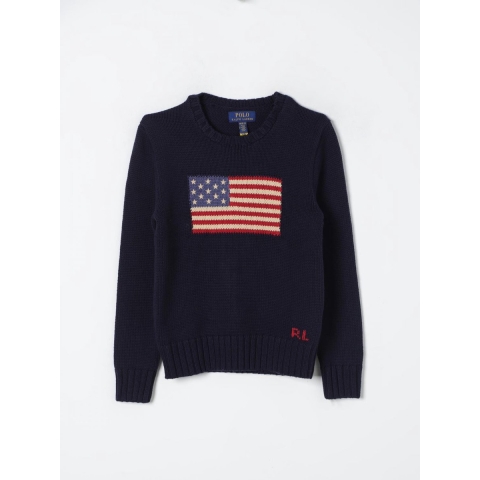 Polo Ralph Lauren Blouse - Gebreid - Navy m. Vlag - Polo Ralph Lauren - 8 jaar (128) - Shirts