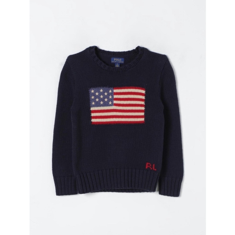 Polo Ralph Lauren Blouse - Gebreid - Navy m. Vlag - Polo Ralph Lauren - 6 jaar (116) - Shirts