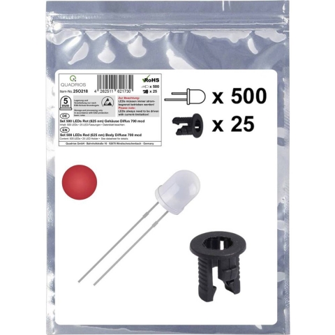 Quadrios 25O218 LED-assortiment Rood Rond 5 mm 700 mcd 20 mA 2.0 V
