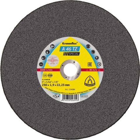 Klingspor A 46 TZ Special 265044 Doorslijpschijf gebogen 230 mm 25 stuk(s) RVS, Staal