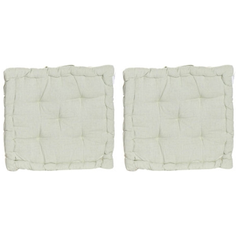 ITEM Vloerkussen Kenya - 2x - lichtgroen - katoen - 40x40x8 cm - extra dik zitkussen - met hengsel -