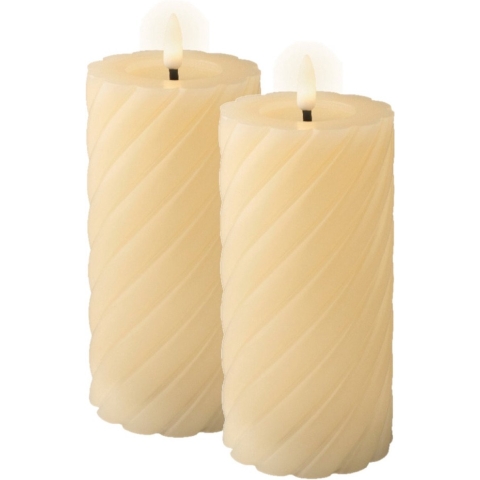 Luxe LED kaarsen/stompkaarsen - 2x - creme wit - D7,5 x H17 cm - timer -