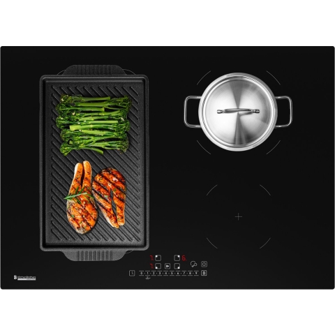 KitchenBrothers - Inductiekookplaat Inbouw - 70 cm - 4 Kookzones (2800W Per Zone) - Flex-zone & Turbo Boost - Glas & Keramiek - Zwart