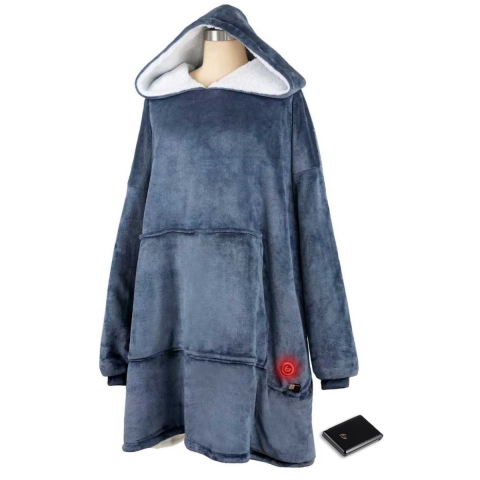 Hoodie Deken – Verwarmd – 3 Standen – Snuggle Hoodie – Verwarmde Hoodie – Snuggle – 10k mAh Accu – One Size – Blauw – Saaf Comfort