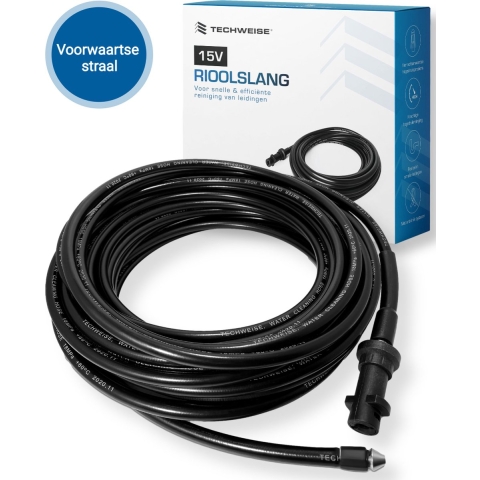 Techweise Rioolslang - 15M - Voor Kärcher K2 t/m K7 en Winner - Met Voorwaartse Hogedruksproeiers