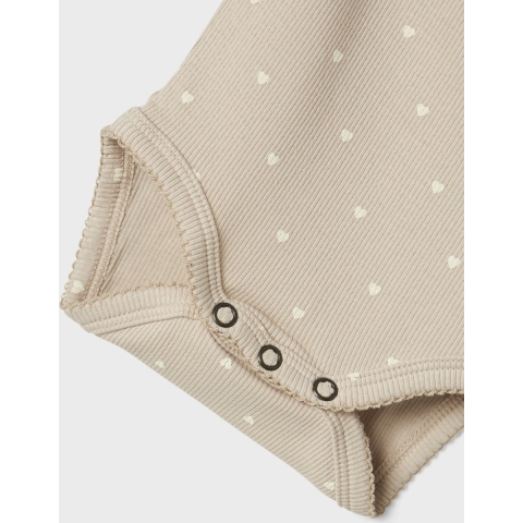 Lil' Atelier Romper L/æ - Rib - NbfGago - Grijze Morn/Heart - Lil Atelier - 74 - Romper L/S