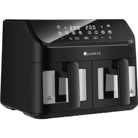 Dubbele Airfryer - Heteluchtfriteuse - 9 liter - 9 Kookprogramma's - Zwart