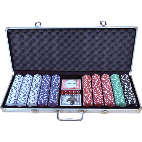 Pokerset aluminium koffer - 500 chips 11,5 gram - accessoires